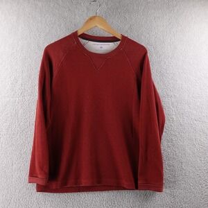 Peter Manning Men Red Waffle Knit Crewneck Long Sleeve Shirt Size 2X Peru Hiking